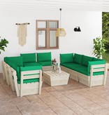 VidaXL 9-delige Loungeset met kussens pallet vurenhout