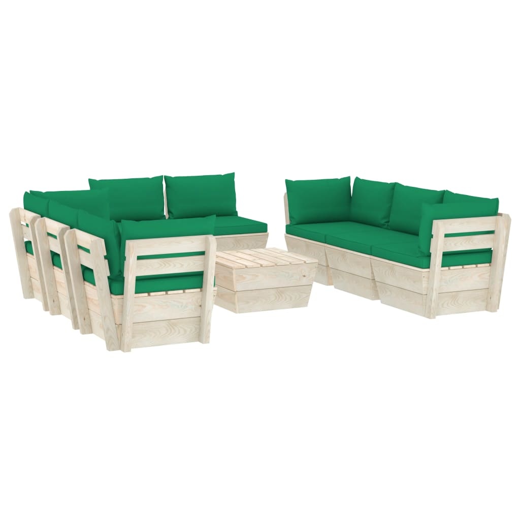 VidaXL 9-delige Loungeset met kussens pallet vurenhout