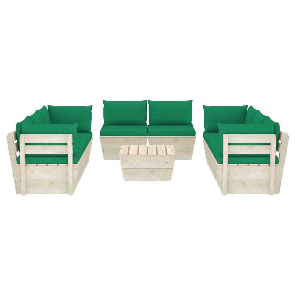 VidaXL 9-delige Loungeset met kussens pallet vurenhout