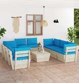 VidaXL 9-delige Loungeset met kussens pallet vurenhout