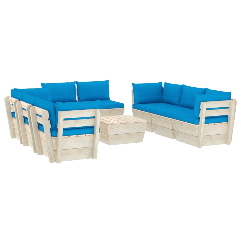 VidaXL 9-delige Loungeset met kussens pallet vurenhout
