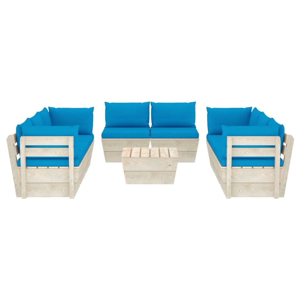 VidaXL 9-delige Loungeset met kussens pallet vurenhout