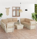 VidaXL 9-delige Loungeset met kussens pallet vurenhout