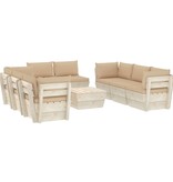 VidaXL 9-delige Loungeset met kussens pallet vurenhout