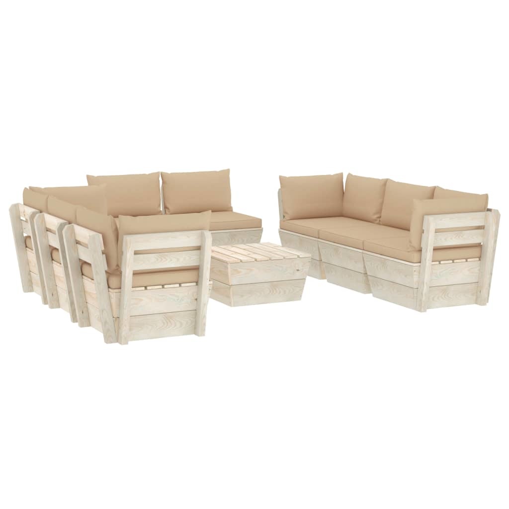 VidaXL 9-delige Loungeset met kussens pallet vurenhout