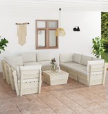 VidaXL 9-delige Loungeset met kussens pallet vurenhout