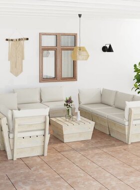 VidaXL 9-delige Loungeset met kussens pallet vurenhout