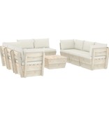 VidaXL 9-delige Loungeset met kussens pallet vurenhout