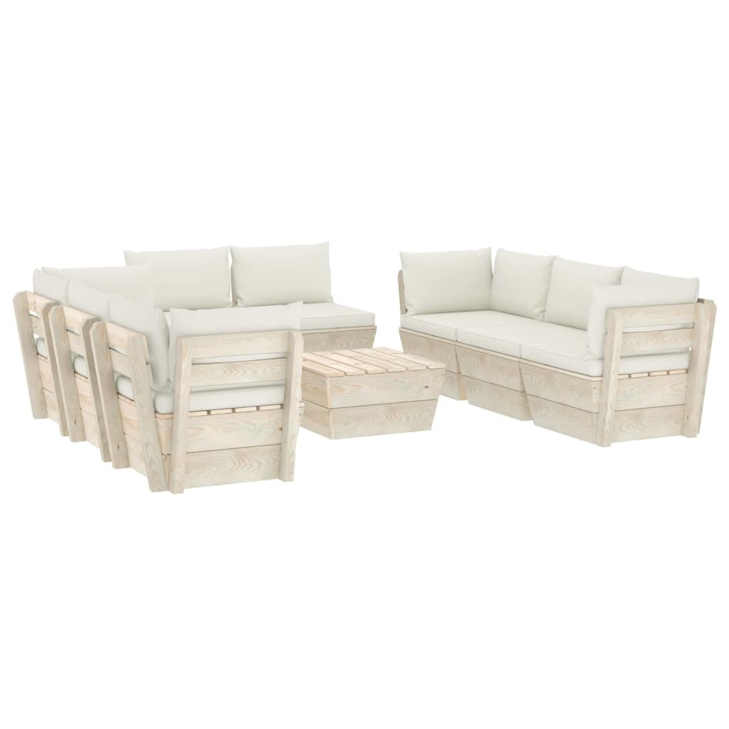 VidaXL 9-delige Loungeset met kussens pallet vurenhout