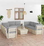 VidaXL 9-delige Loungeset met kussens pallet vurenhout