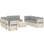 VidaXL 9-delige Loungeset met kussens pallet vurenhout