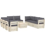 VidaXL 9-delige Loungeset met kussens pallet vurenhout