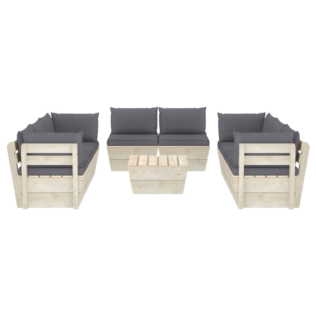 VidaXL 9-delige Loungeset met kussens pallet vurenhout