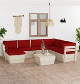 VidaXL 8-delige Loungeset met kussens pallet vurenhout