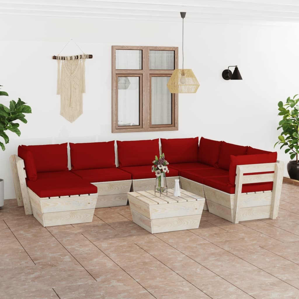 VidaXL 8-delige Loungeset met kussens pallet vurenhout