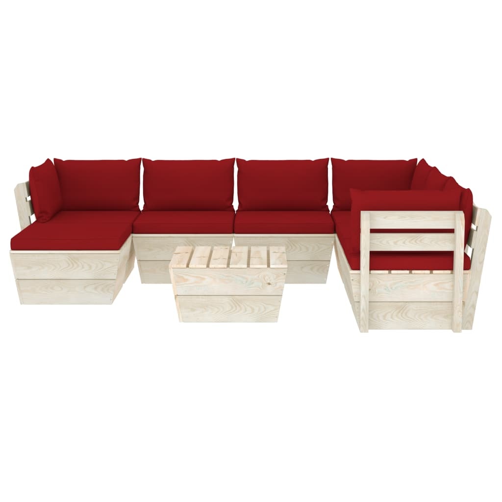 VidaXL 8-delige Loungeset met kussens pallet vurenhout