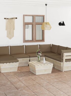 VidaXL 8-delige Loungeset met kussens pallet vurenhout