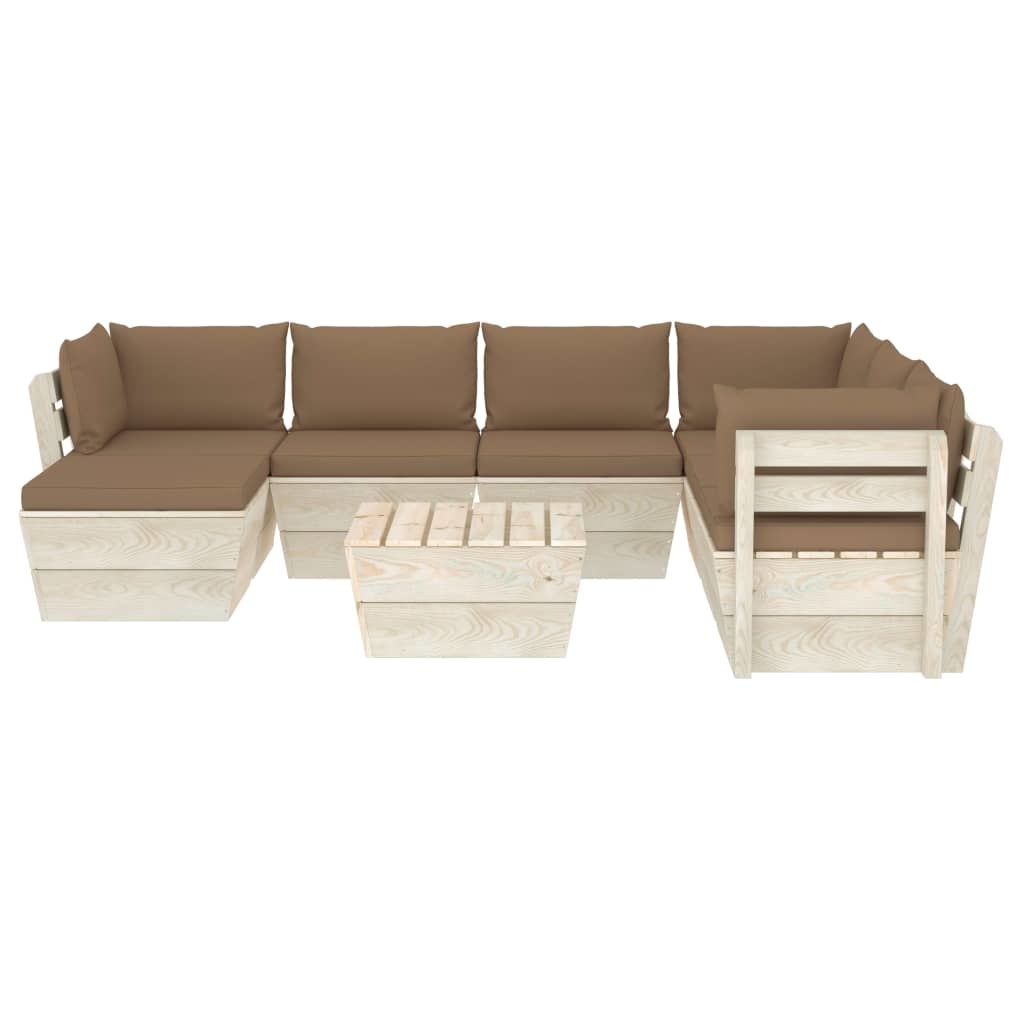 VidaXL 8-delige Loungeset met kussens pallet vurenhout