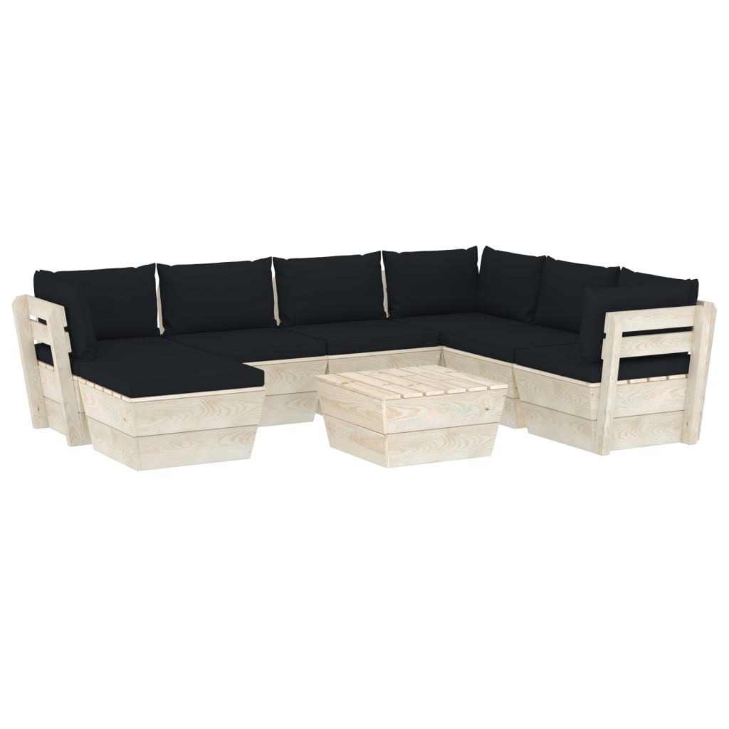 VidaXL 8-delige Loungeset met kussens pallet vurenhout