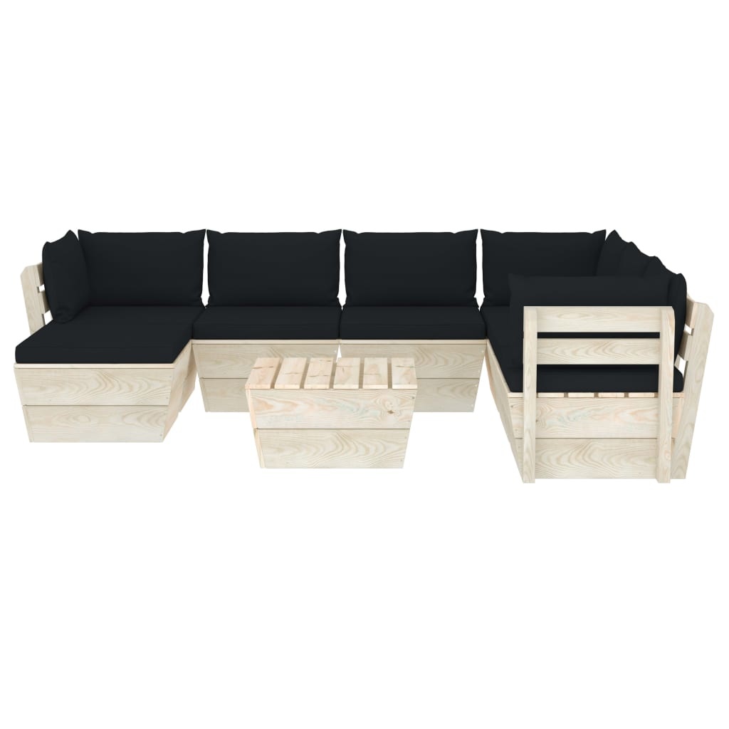VidaXL 8-delige Loungeset met kussens pallet vurenhout