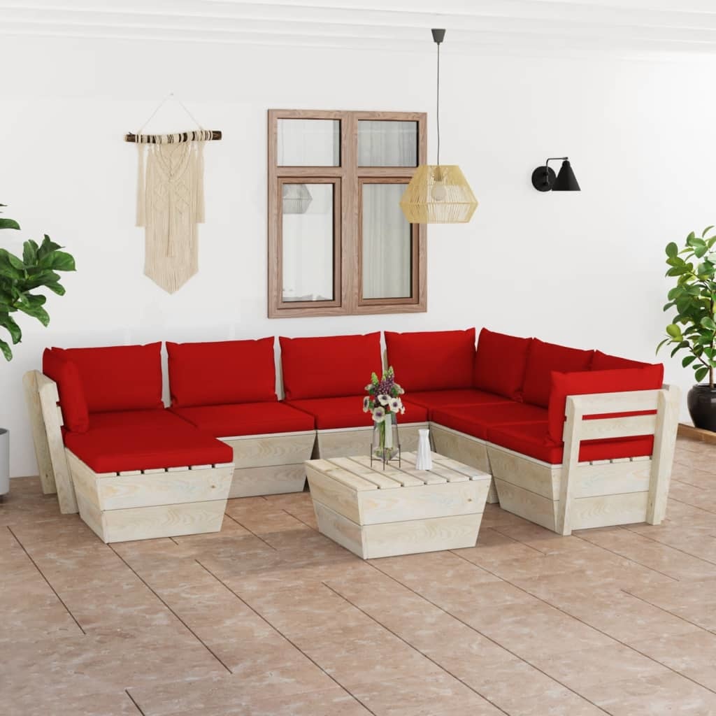 VidaXL 8-delige Loungeset met kussens pallet vurenhout