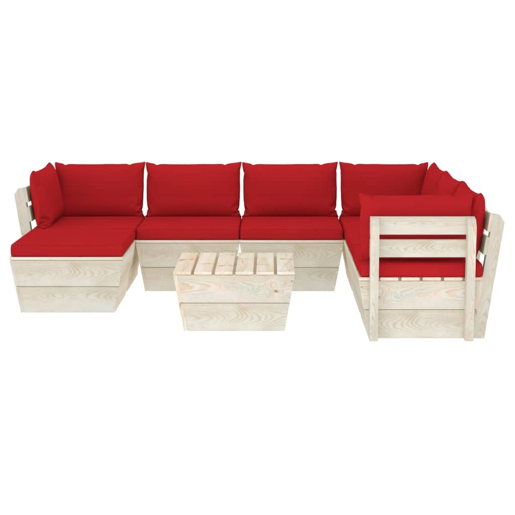 VidaXL 8-delige Loungeset met kussens pallet vurenhout