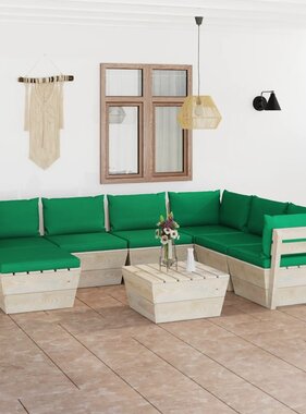 VidaXL 8-delige Loungeset met kussens pallet vurenhout