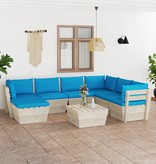 vidaXL 8-delige Loungeset met kussens pallet vurenhout