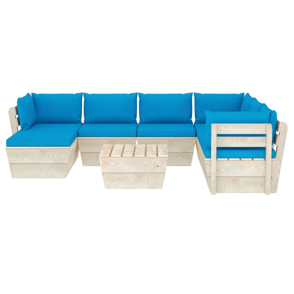 vidaXL 8-delige Loungeset met kussens pallet vurenhout