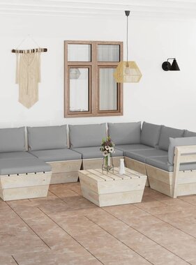 VidaXL 8-delige Loungeset met kussens pallet vurenhout