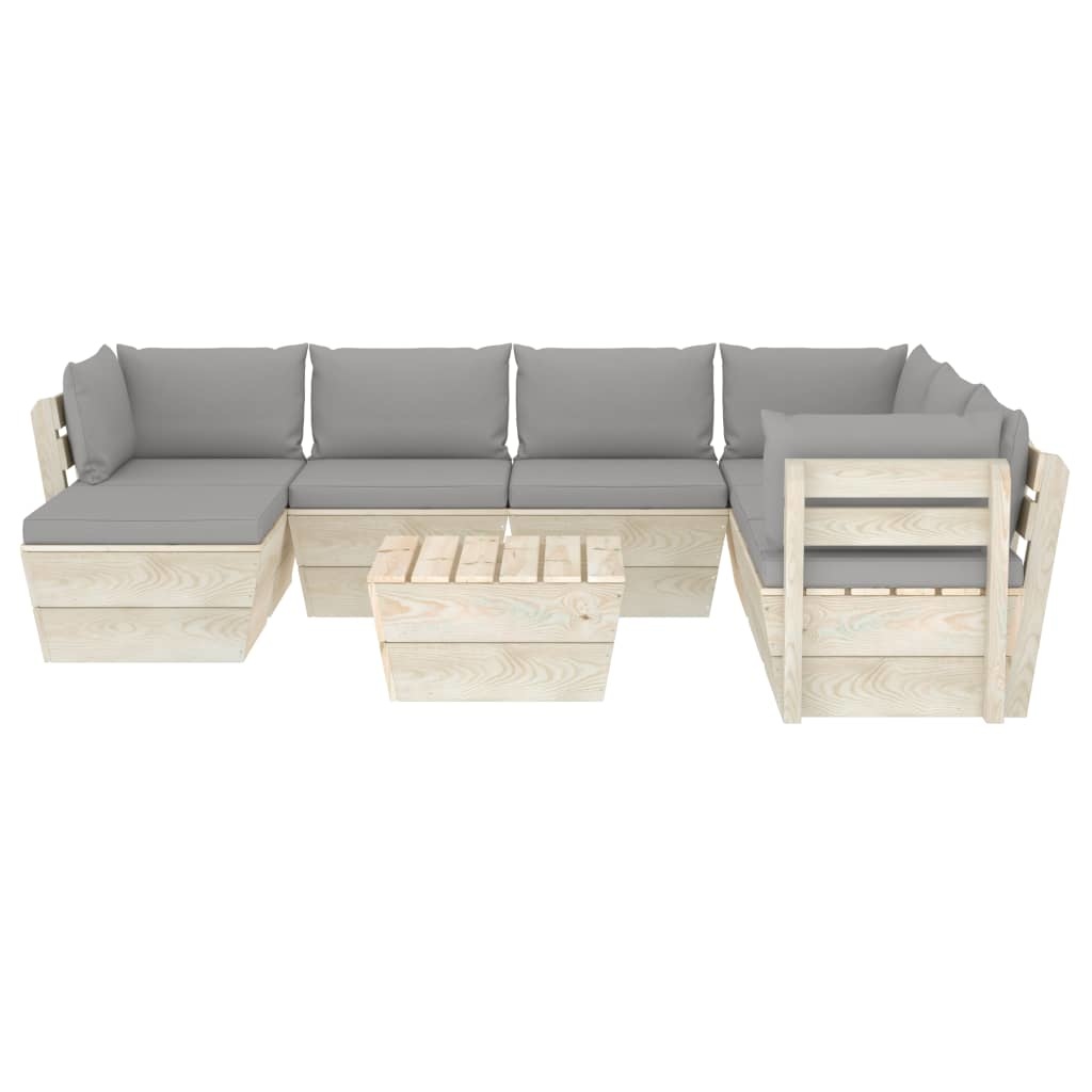 VidaXL 8-delige Loungeset met kussens pallet vurenhout