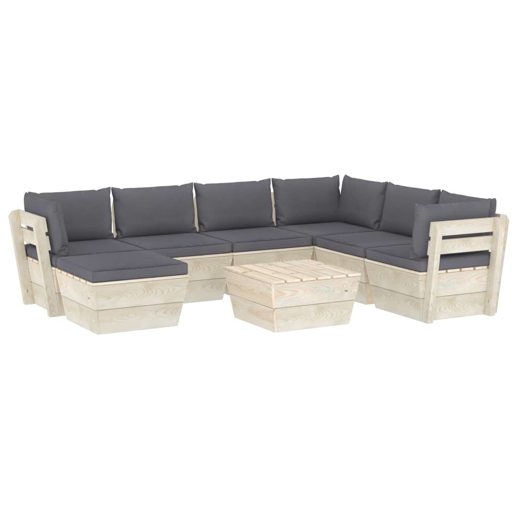 VidaXL 8-delige Loungeset met kussens pallet vurenhout