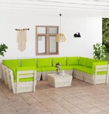 VidaXL 10-delige Loungeset met kussens pallet vurenhout