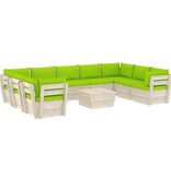 vidaXL 10-delige Loungeset met kussens pallet vurenhout