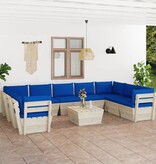 VidaXL 10-delige Loungeset met kussens pallet vurenhout