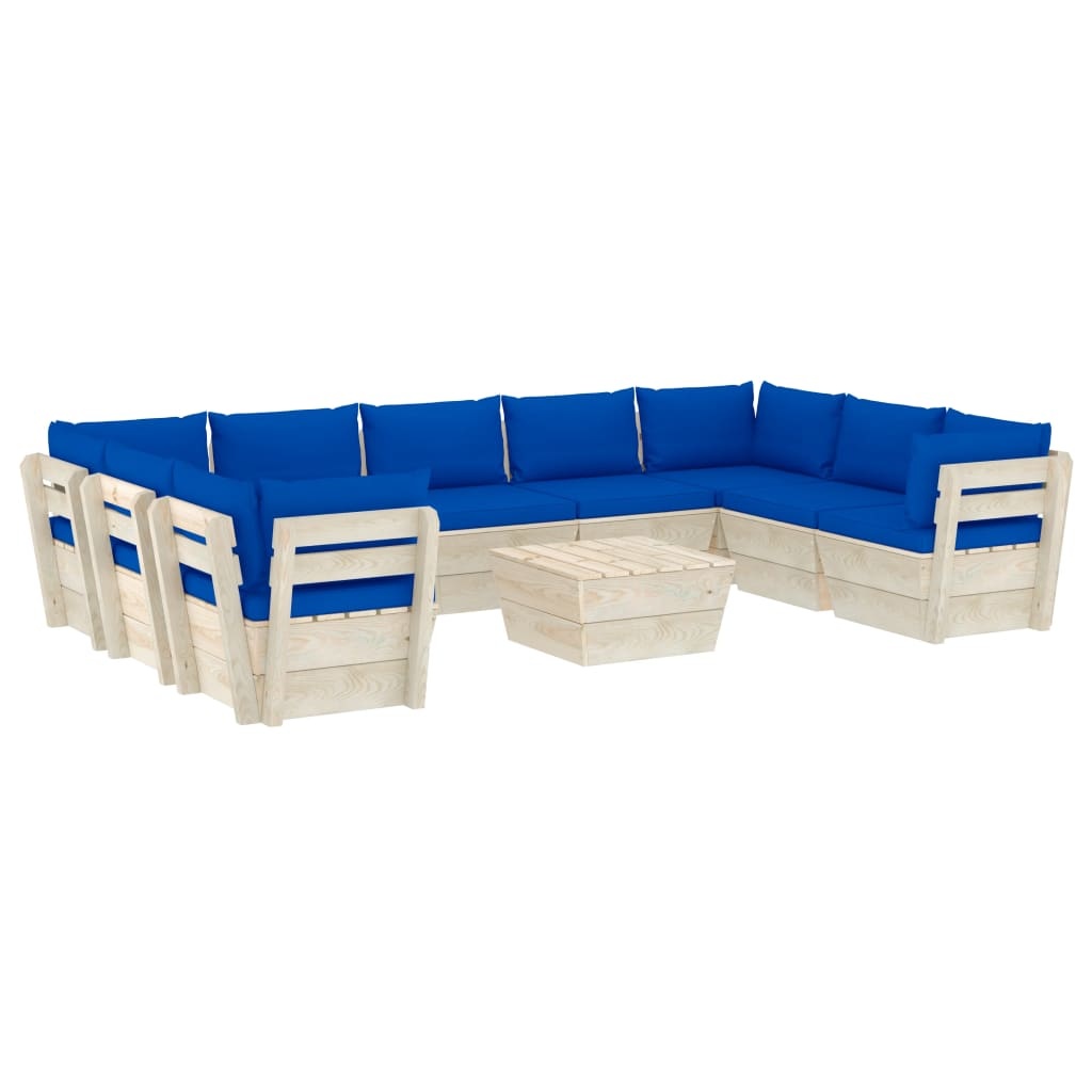 VidaXL 10-delige Loungeset met kussens pallet vurenhout