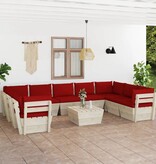 VidaXL 10-delige Loungeset met kussens pallet vurenhout