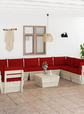VidaXL 10-delige Loungeset met kussens pallet vurenhout