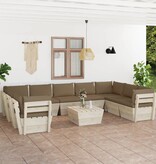 VidaXL 10-delige Loungeset met kussens pallet vurenhout