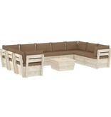 VidaXL 10-delige Loungeset met kussens pallet vurenhout