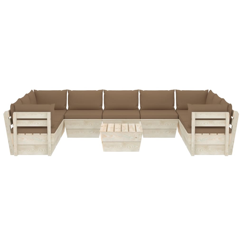 VidaXL 10-delige Loungeset met kussens pallet vurenhout