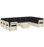VidaXL 10-delige Loungeset met kussens pallet vurenhout