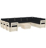 vidaXL 10-delige Loungeset met kussens pallet vurenhout