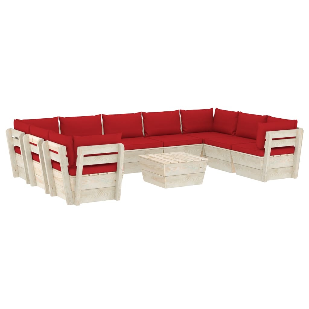 VidaXL 10-delige Loungeset met kussens pallet vurenhout