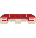 VidaXL 10-delige Loungeset met kussens pallet vurenhout
