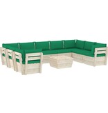 vidaXL 10-delige Loungeset met kussens pallet vurenhout