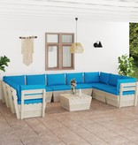VidaXL 10-delige Loungeset met kussens pallet vurenhout