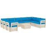 VidaXL 10-delige Loungeset met kussens pallet vurenhout