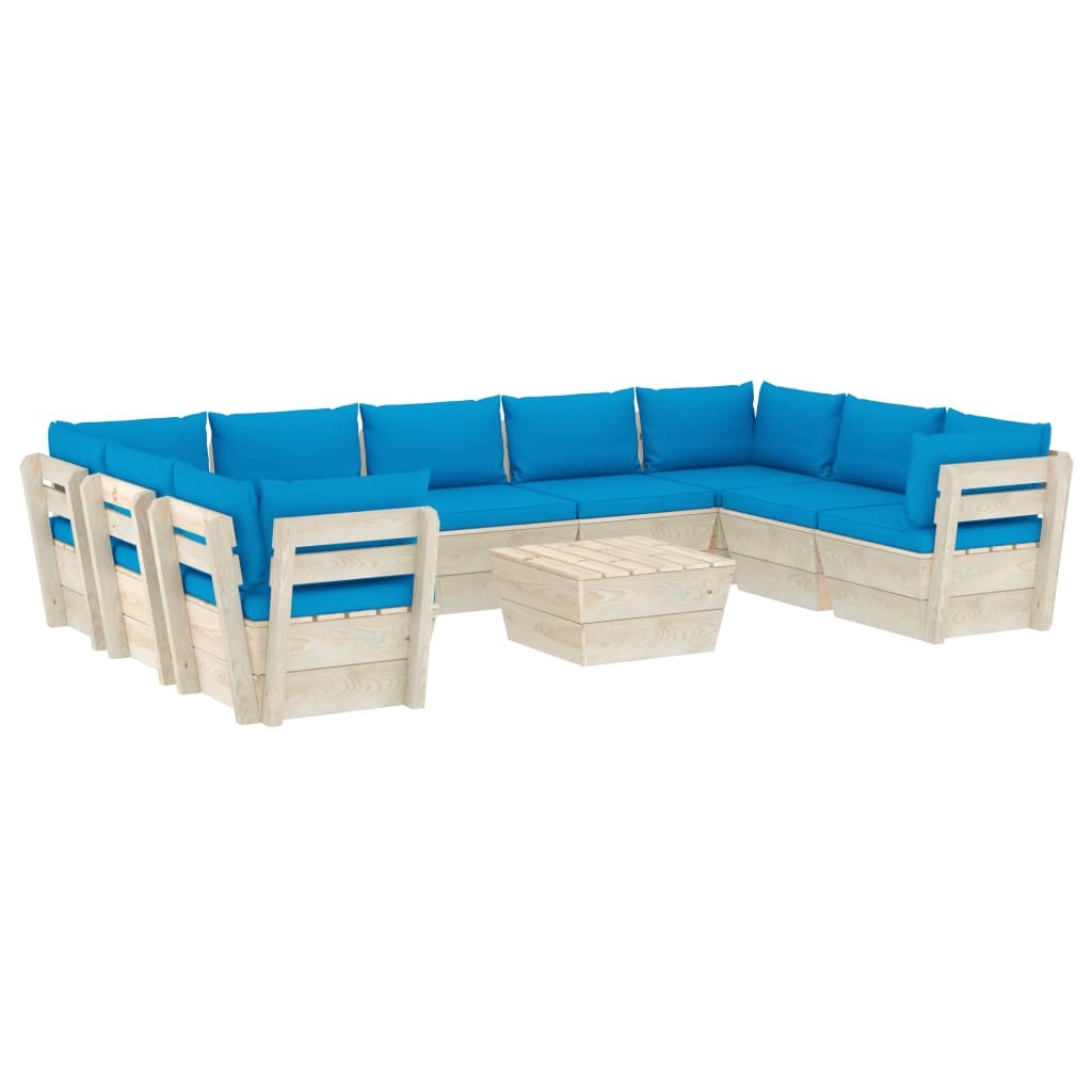 VidaXL 10-delige Loungeset met kussens pallet vurenhout