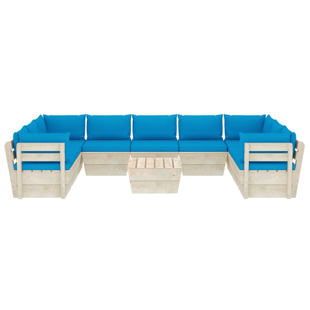 VidaXL 10-delige Loungeset met kussens pallet vurenhout